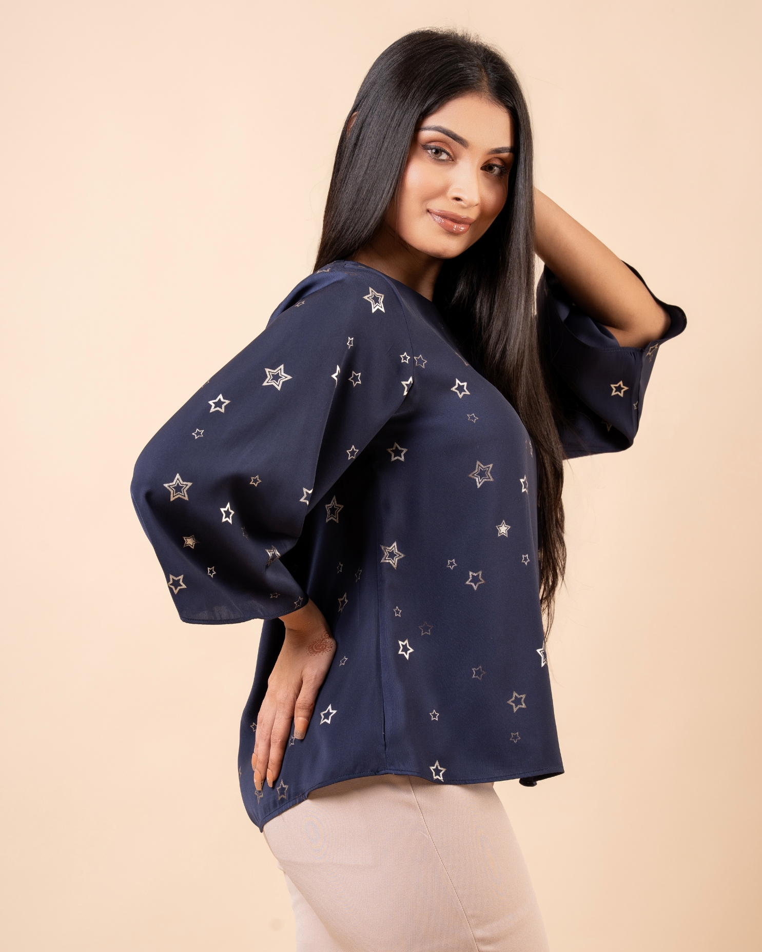 Star Patterned Bell Sleeve Top - Image 7