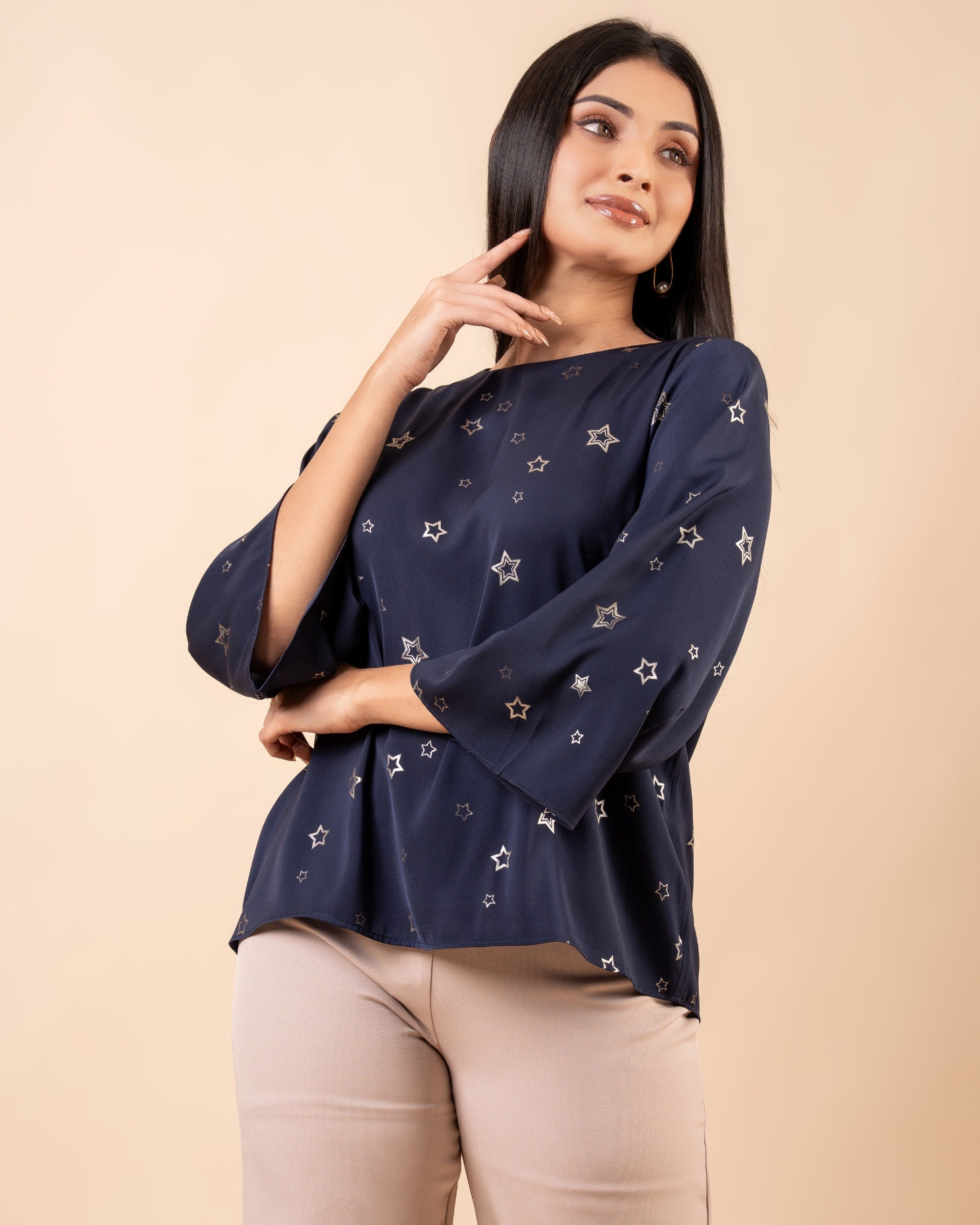 Star Patterned Bell Sleeve Top - Image 5