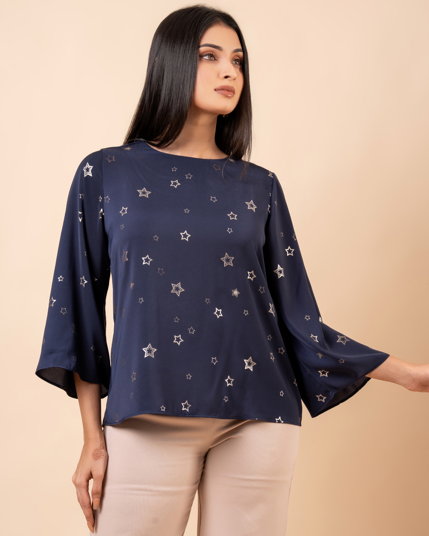 Star Patterned Bell Sleeve Top - Image 6
