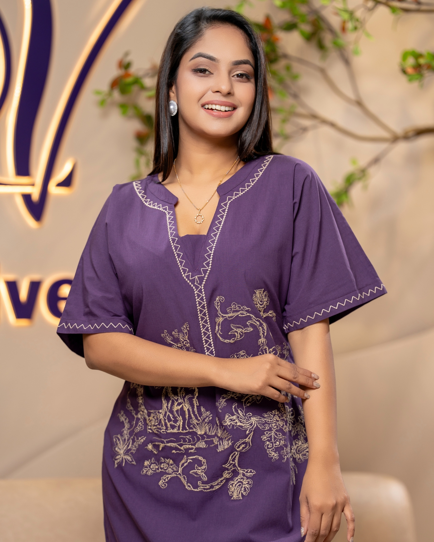 Topical Embroidery Detail Short Dress