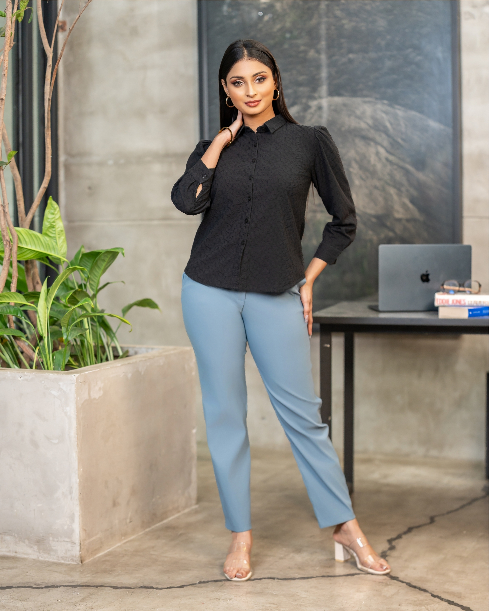 Front Button-Down Long Sleeve Shirt - Image 4