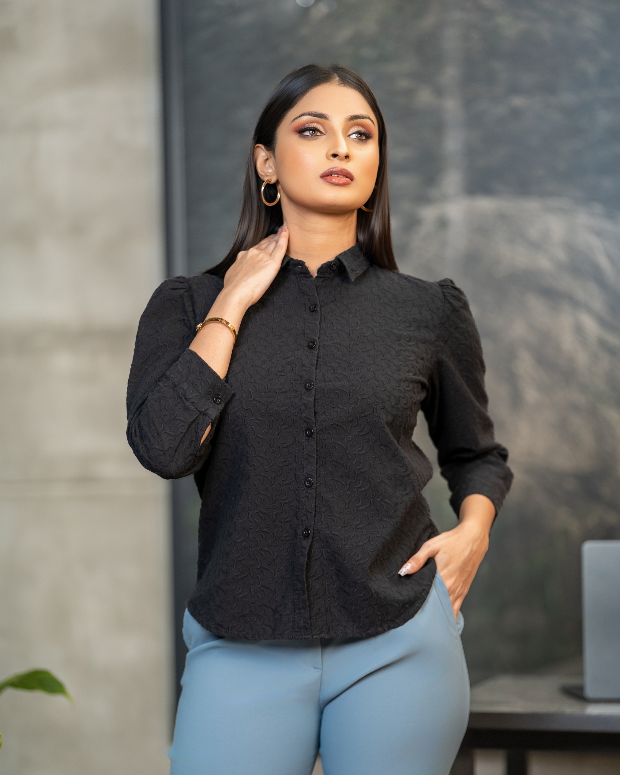 Front Button-Down Long Sleeve Shirt