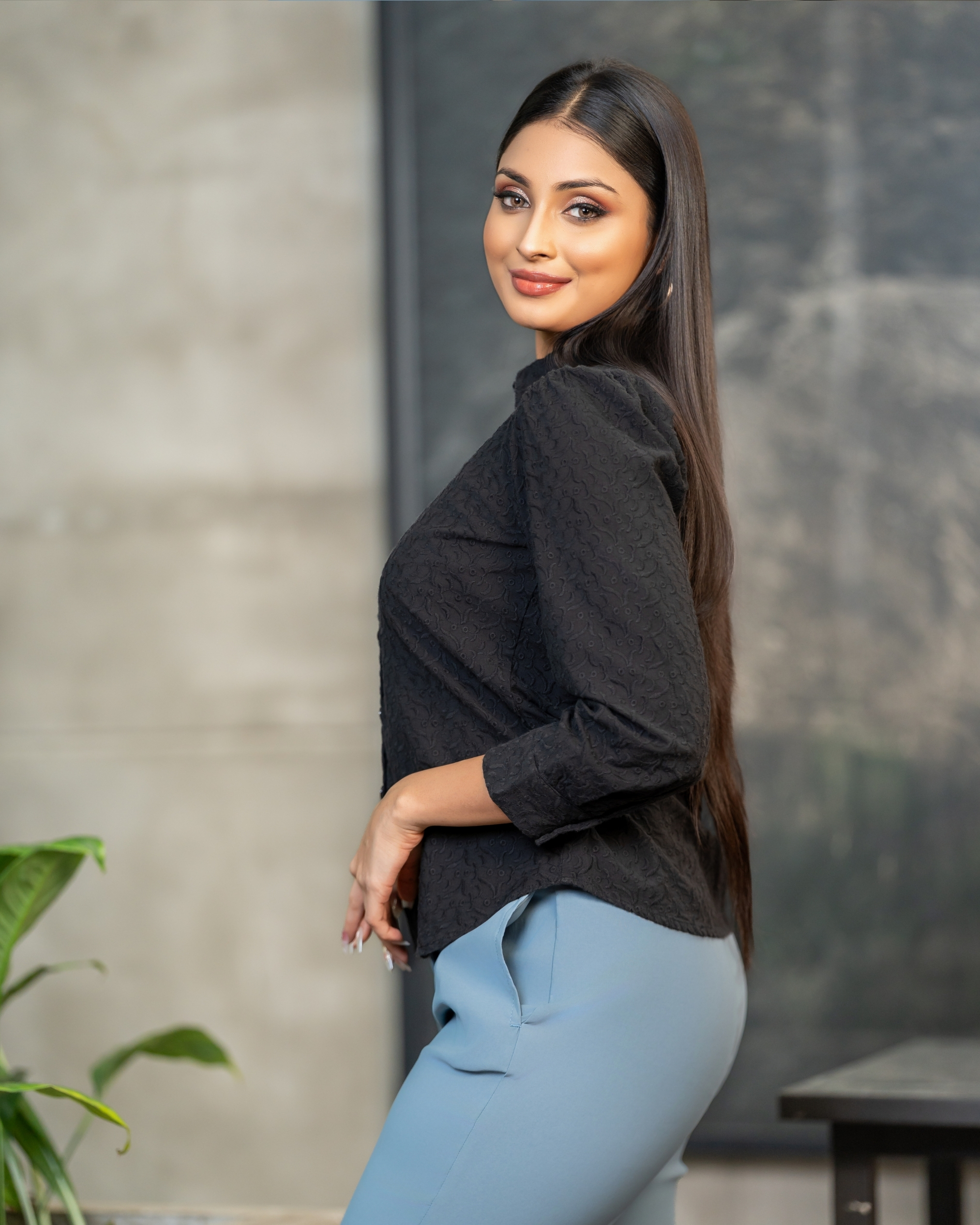 Front Button-Down Long Sleeve Shirt - Image 3