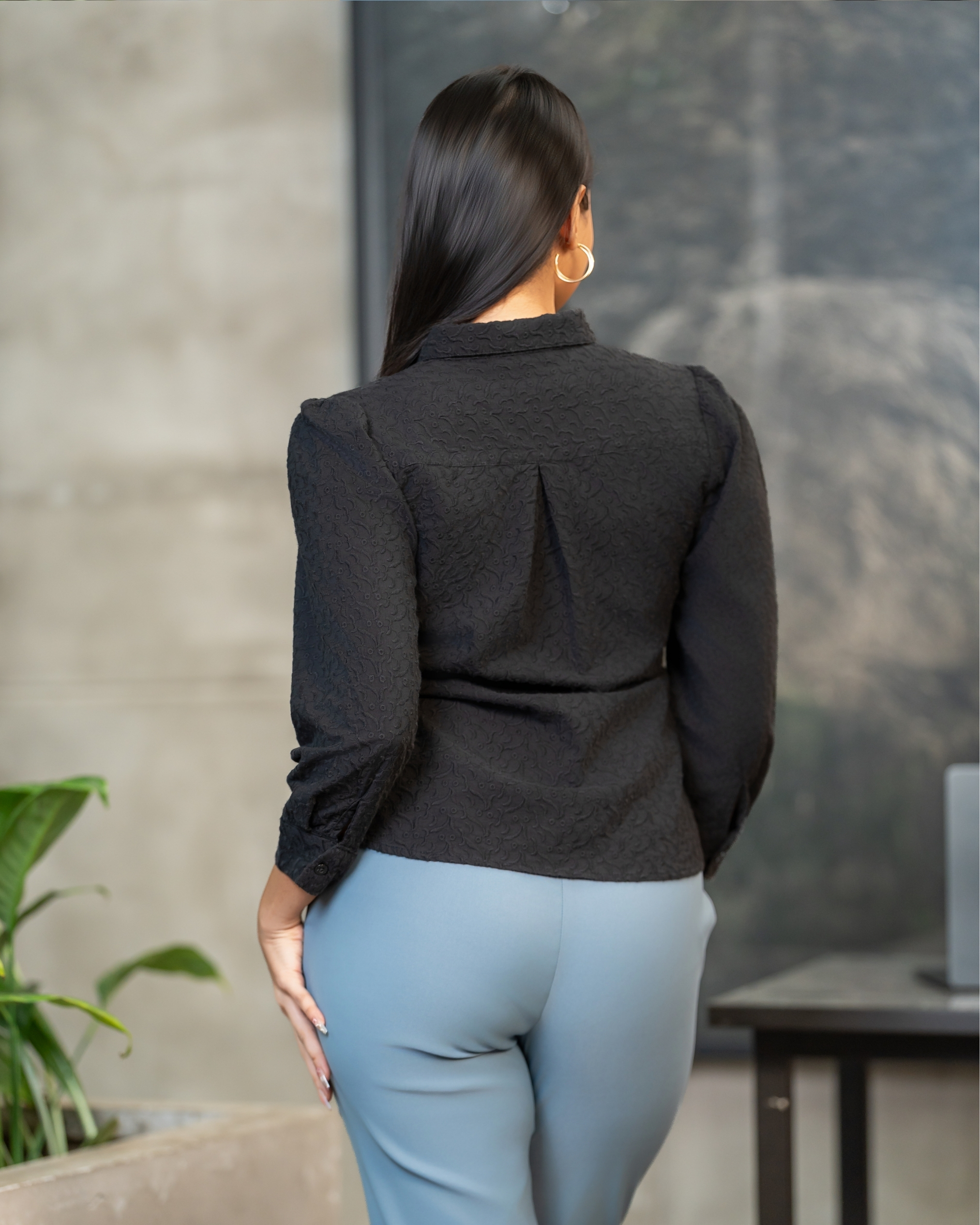 Front Button-Down Long Sleeve Shirt - Image 5