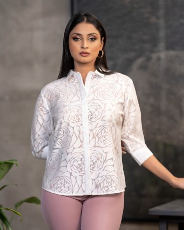 Hidden Button Placket Detail Top