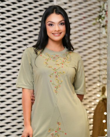 Floral Embroidery Detail Short T-Shirt Dress