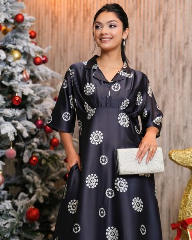 Lapel Collar Inverted Pleat Maxi Dress