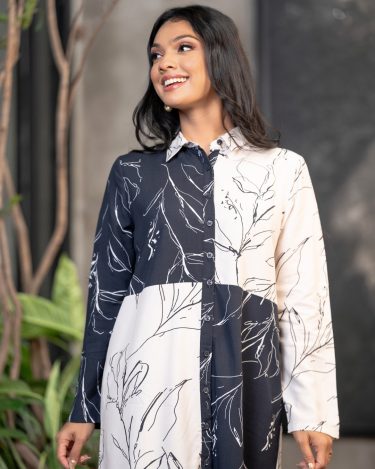 Monochrome Colourblock Short Shirt Dress