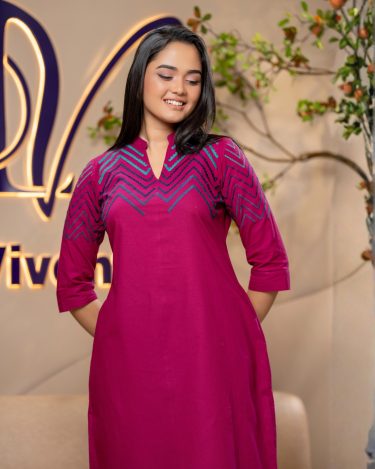 Zigzag Embroidery Detail Chinese Collared Short Dress