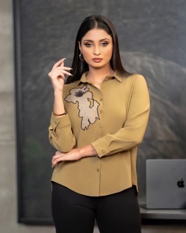 Floral Embroidery Detail Shirt Blouse