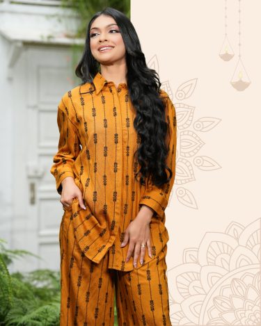 Embroidered Button-Down Kurta Top and Pant Set