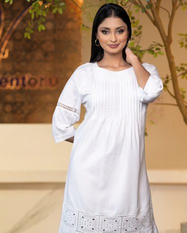 Lace and Pintuck Detail Short Dress