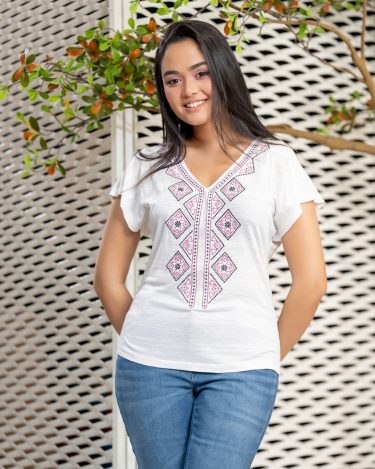 Cap Sleeve V-Neck Blouse