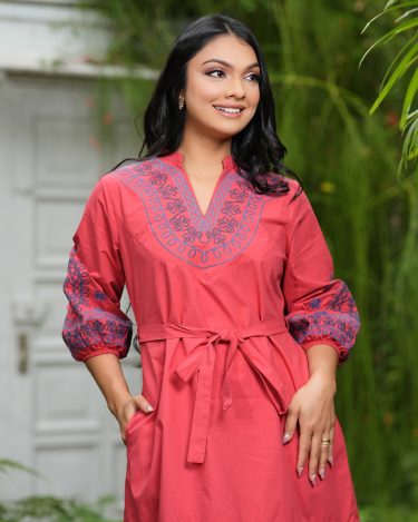 Embroidered Tiered Short Dress