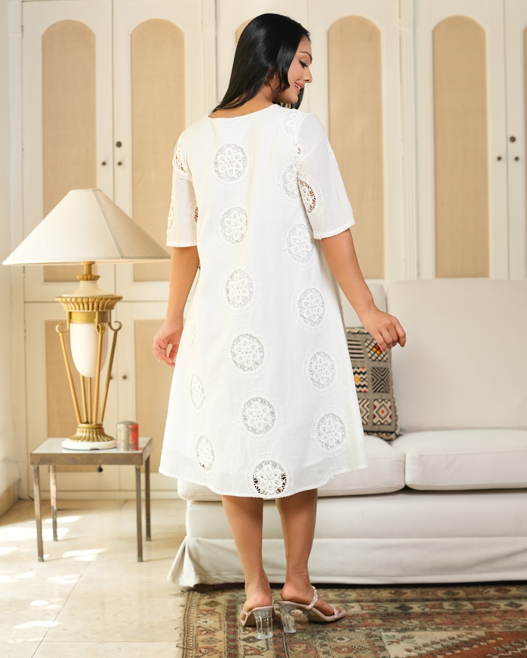 V-Necked Cutlawn Short Tent Dress - Image 6