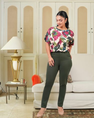 Mid Waist Pencil Cut Pants