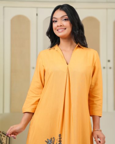 Floral Patterned Collared Maxi Dress