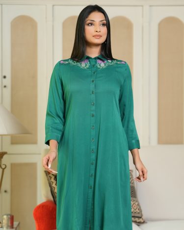 Floral Embroidered Short Shirt Dress